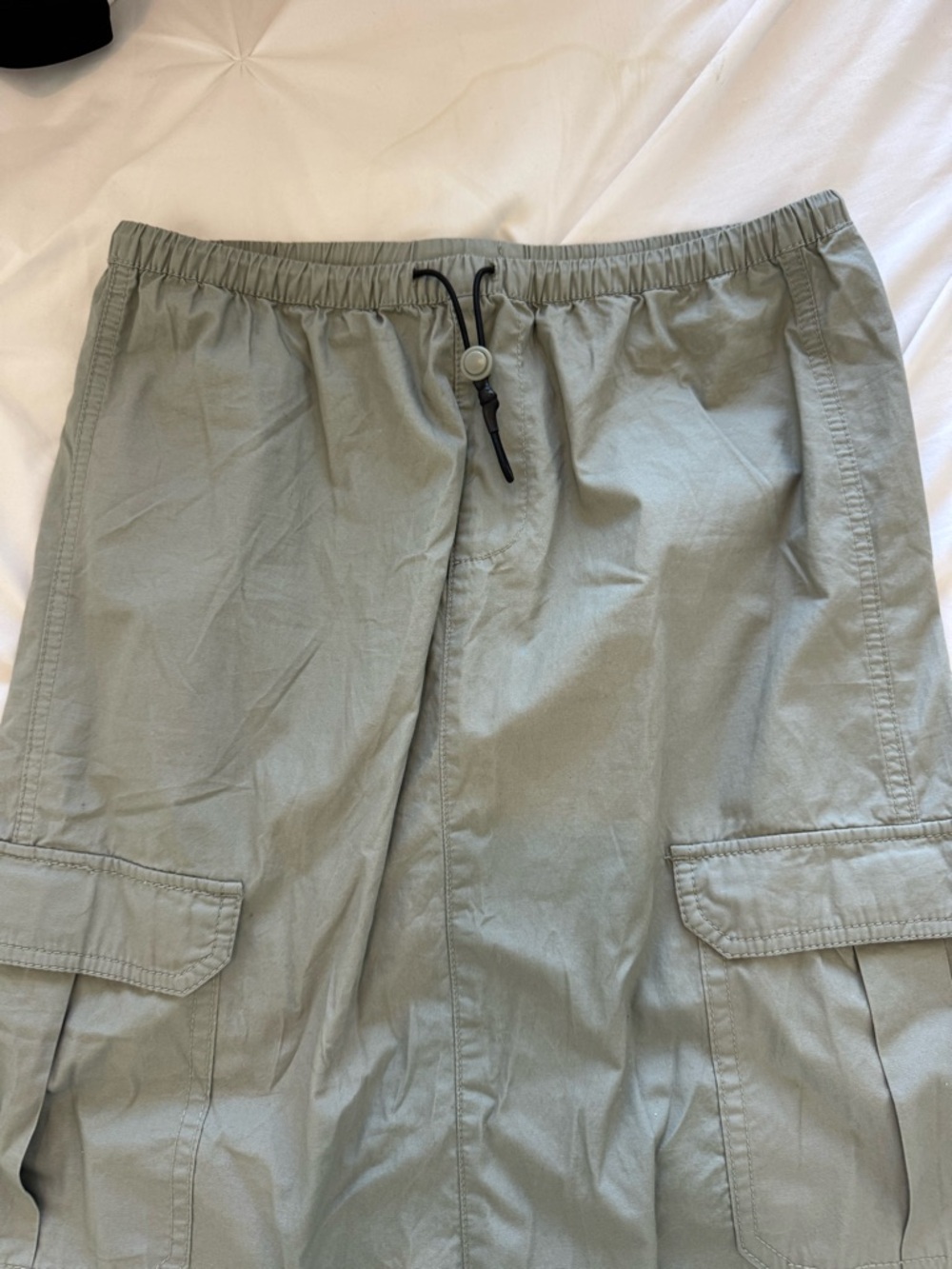 H&M Long Olive Cargo Skirt with Drawstring